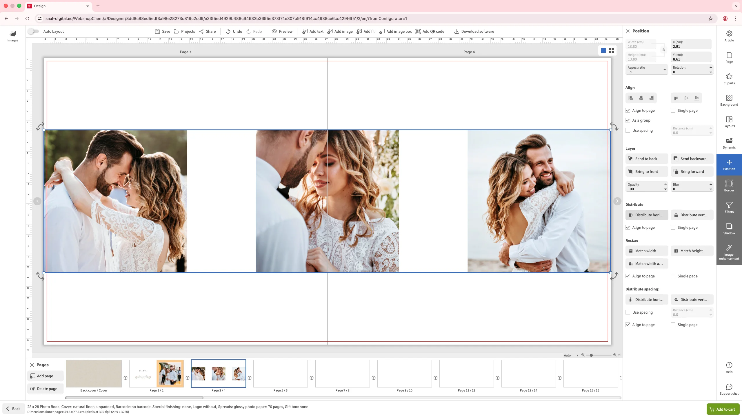 Horizontal verteilte Objekte an der Seite ausrichten