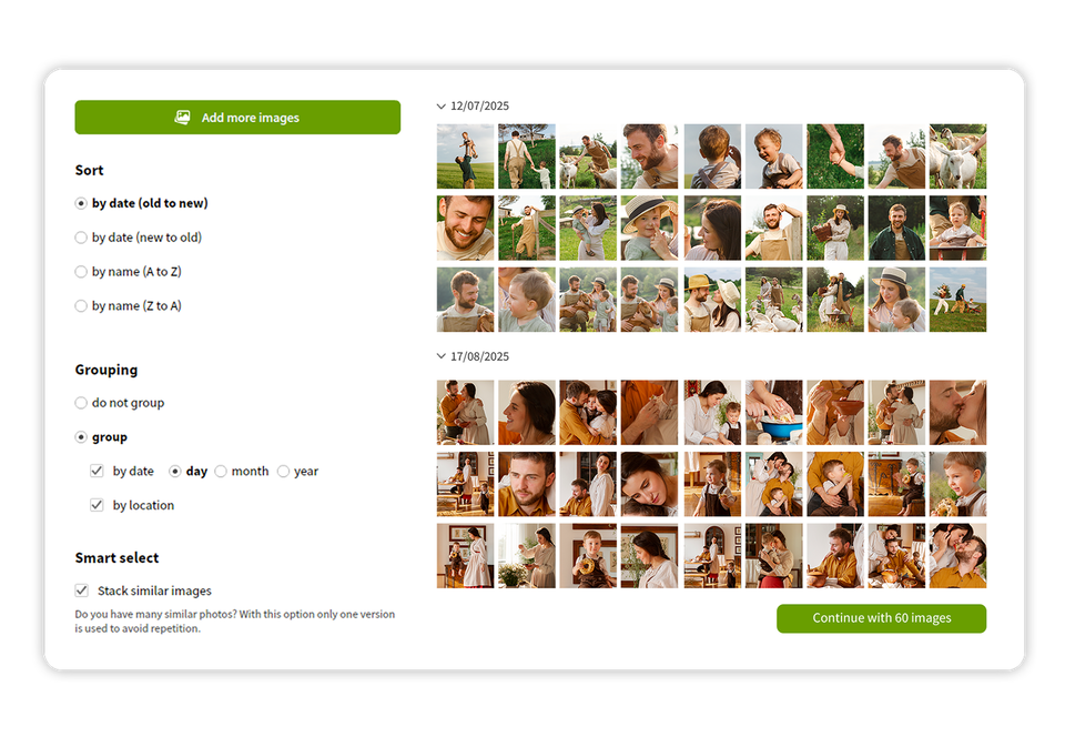 Sort and group your images