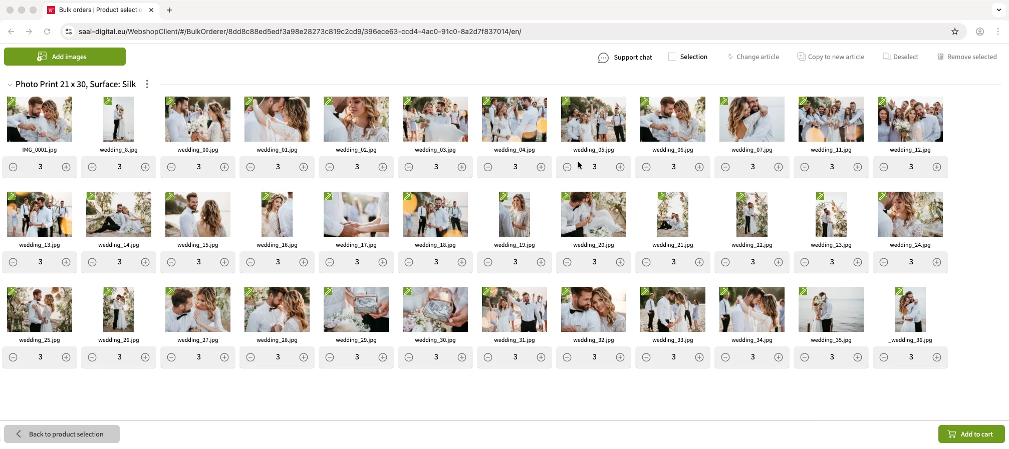 Fotoafdrukken geselecteerd