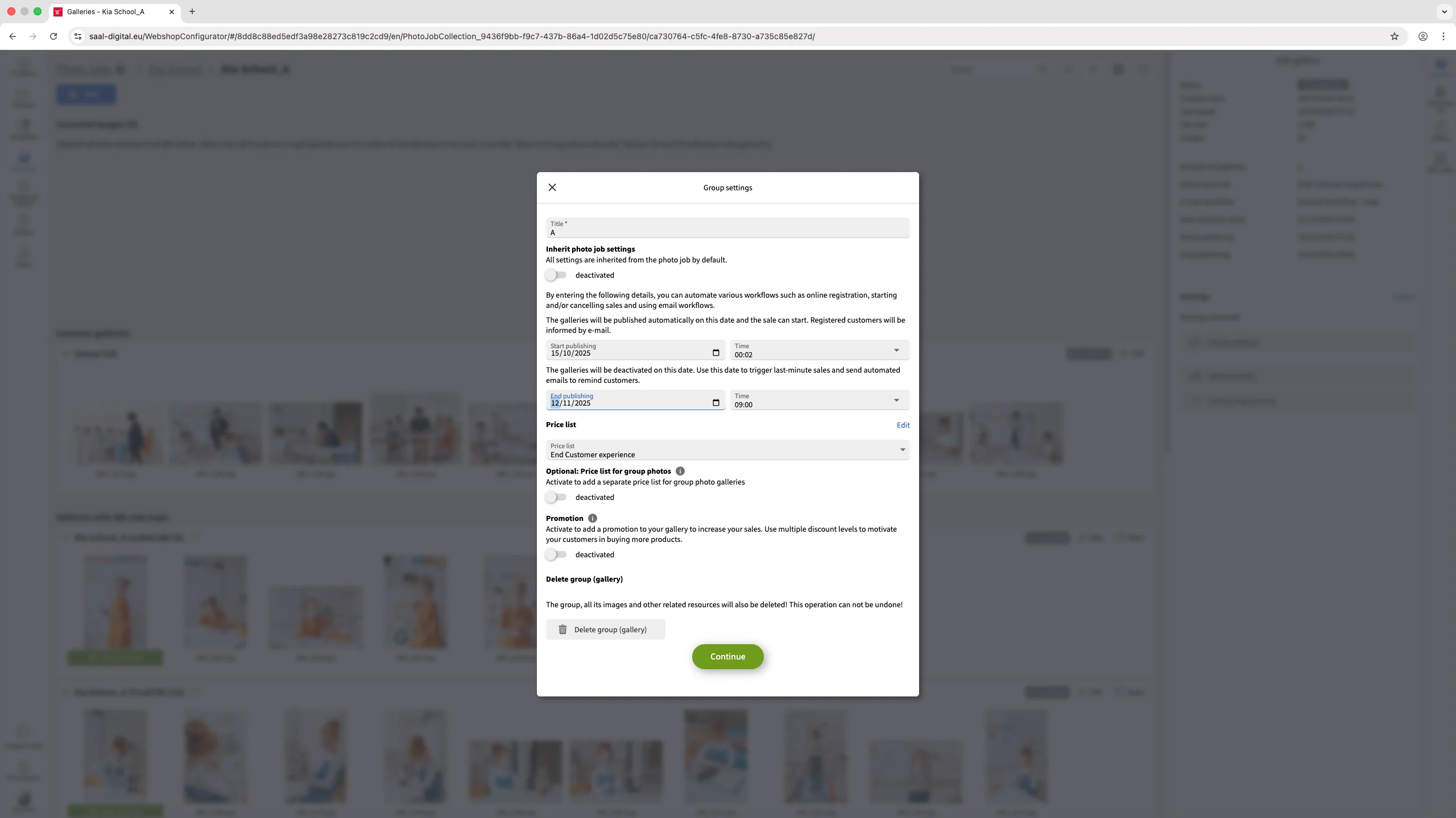 Le impostazioni del gruppo non vengono ereditate